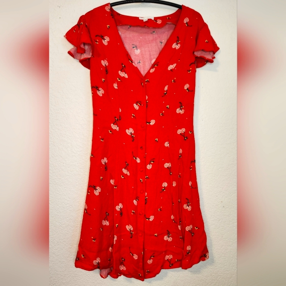 Abound Cherry Fruit Floral Mini Dress, Size‎ Small